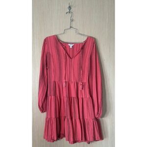 Crown & Ivy Tiered Mini Dress Long Sleeve Casual Fall Tunic Dress Sz XL
